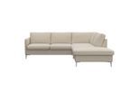 Ecksofa FLEXLUX "Fiore, L-Form", weiß (sanftes weiß), B:234cm H:85cm T:225cm, 100% Polyester, Sofas, Ecksofa, schmale Armlehnen, Füße alufarben, B/T 234/225 cm, Kaltschaum im Sitz