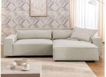 Ecksofa OTTO HOME "KINLEE Design-Sofa mit Recamiere rechts/links, Maße B/T/H 251/144/70cm", hellbeige, B:251cm H:70cm T:144,5cm, 100% Polyester, Sofas, Ecksofa, L-Form mit Wellenunterfederung, ohne Bettfunktion, modern und beguem