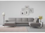 Wohnlandschaft SIT & MORE "Fashion U-Form", grau, B:338cm H:84cm T:207cm, Sofas, Wohnlandschaft, wahlweise mit Kopfteilverstellung, Vorziehsitz, motorisch, Nickelfüße