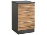Unterschrank KOCHSTATION "KS-Samos", braun (wotaneichefarben, grafit), B:50cm H:85cm T:60cm, Schränke, Unterschrank, 50 cm breit, mit 2 großen Auszügen
