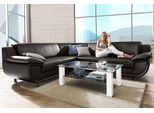 Ecksofa TRENDMANUFAKTUR "Rondo wahlweise mit Schlaffunktion, 267x247 cm (BxT), breite Armlehnen", braun, B:267cm H:85cm T:247cm, Kunstleder SOFTLUX;Microfaser PRIMABELLE (100% Polyester);NaturLEDER (echtes Rindsleder);Struktur (54% Polyacryl, 46% Polyester), Sofas, Ecksofa, L-Form, wahlweise mit Federkern bestellbar, Füße schwarz