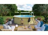 Achteckpool KONIFERA "MADRID V1", beige (natur), B:400cm H:124cm L:400cm Ø:432,5cm, Schwimmbecken, Achteckpool, BxLxH: 400x400x124 cm