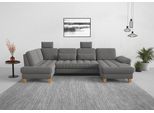 Wohnlandschaft SIT & MORE "Westham U-Form", grau, B:338cm H:88cm T:172cm, 90% Polyester 10%Polyamid, Sofas, Wohnlandschaft, wahlweise mit Bettfunktion, Bettkasten, Sitztiefenverstellung
