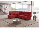 Ecksofa EGOITALIANO "Puffy, extravagant & edel, Retro Designsofa, hoher Sitzkomfort, L-Form", rot (marsala), B:330cm H:88cm T:205cm, Luxus-Micofaser Lederoptik (100% Polyester) ist ein neues technisches Gewebe mit einem visuellen und taktilen Aspekt, der dem Nubuk sehr nahe kommt, mit innovativen Eigenschaften. Seine außerordentliche Weichheit kommt von einem exklusiven Produktionsprozess, der Unr