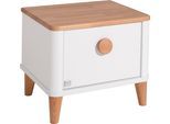 Nachtkommode PAIDI "LOTTE & FYNN Steiff by PAIDI, Schublade mit Soft-Close", weiß (weiß, eiche), B:49,6cm H:42cm T:40,5cm, Sideboards, Nachtkommode, langlebiger Nachttisch in Weiß mit Eiche Massivholz