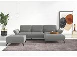 Ecksofa HOME AFFAIRE "Coco L-Form", silber, B:284cm H:88cm T:196cm, 100% Polyester, Sofas, Ecksofa, Sitztiefen-, Arm- und Kopfteilverstellung, Cord-Bezug, Fußhöhe 15 cm