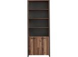 Aktenregal FORTE "Clif", grau (old – wood vintage, betonoptik dunkelgrau), B:86cm H:220,7cm T:41,6cm, Regale, Aktenregal, Bücherregal, Breite 86 cm, viel Stauraum mit 2 Türen