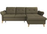 Ecksofa SIT & MORE "Göteborg", grün (olive), B:268cm H:90cm T:176cm, Sofas, Ecksofa, Sitztiefenverstellung und Federkern, wahlweise mit Bettfunktion