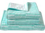 Handtuch Set DYCKHOFF "Cool Mint Panels", grün (mint), 3 Stk., Walkfrottier, Walkfrottier, Obermaterial: 100% Baumwolle, Handtuch-Sets, Handtuch Set, 2 Handtücher (50x100cm), 1 Duschtuch (70x140cm)