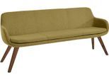 Essbank MUSTERRING "Tavia", grün (kiwi, wild, nussbaum), B:180cm H:87cm T:66cm, 100% PES, Sitzbänke, Essbank, Stativgestell Wildnussbaum massiv geölt, Breite 180, 200 oder 220 cm