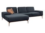 Ecksofa W.SCHILLIG "run, Designsofa mit tollem Sitzkomfort, bequem, L-Form", blau (blau z73), B:279cm H:88cm T:178cm, Longlife Xtra-Leder Z73: Naturwalkleder der Luxusklasse aus den erlesensten Rohhäuten. Hautstärke 1, 1 – 1, 3 mm;ROHLEDER Jacquard-Flachgewebe Q2 W60 (63% Polyester, 37% Polyacryl);ROHLEDER Chenille-Flachgewebe Q2 W77 (68% Polyacryl, 32% Polyester);Stoff S37 (100% Polyester), Sofas
