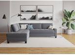Ecksofa DOMO COLLECTION "Florentina zeitlos und elegant, Sitznähte als Designelement, L-Form", grau (dunkelgrau), B:243cm H:84cm T:209cm, Struktur fein (100% Polyester);Luxus-Microfaser (100% Polyester);Luxus-Microfaser in Chenille-Optik (100% Polyester);Microvelour (100% Polyester);Webstoff (100% Polyester), Sofas, Ecksofa, wahlweise mit Bettfunktion, mit Kontrastnaht, Komfortsitzhöhe 47cm