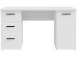 Schreibtisch FORTE "Neuss", weiß (weiß, weiß, weiß), B:138,2cm H:75,3cm T:60cm, Tische, Schreibtisch, mit 3 Schubladen & 1 Tür, funktional, Breite 138 cm