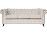 Chesterfield-Sofa HOME AFFAIRE "Aarburg", beige, B:203cm H:77cm T:87cm, 100% Polyester, Sofas, Chesterfield-Sofa, aufwändige Knopfheftung und Ziernägel im Chesterfield-Design