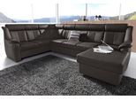 Wohnlandschaft SIT & MORE "Basel U-Form", schwarz, B:315cm H:98cm T:210cm, Luxus-Microfaser Altara Nubuck (100% Polyester);Kunstleder SOFTLUX;NaturLEDER (echtes Rindsleder), Sofas, Wohnlandschaft, wahlweise mit Relaxfunktion