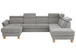 Wohnlandschaft HOME AFFAIRE "Conville U-Form", grau, B:322cm H:84cm T:217cm, 100% Polyester, Sofas, Wohnlandschaft, Kopfteilverstellung wahlweise mit Bettfunktion und Bettkasten