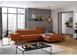 Ecksofa W.SCHILLIG "piedroo, Designsofa mit tollem Sitzkomfort, L-Form", braun (cognac z69), B:303cm H:70cm T:193cm, Longlife Xtra-Leder Z69: Das feinnarbige, gedeckte Softleder Z69 besticht durch seine außergewöhnliche Weichheit im trendigen »Vintage-Look«, Hautstärke 0, 9 - 1, 1 mm, Sofas, Ecksofa, Kopfteilverstellung, wahlweise mit Sitztiefenverstellung, Breite 303cm