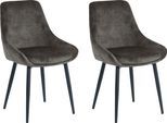 Polsterstuhl SIT, grau (dunkelgrau, schwarz, schwarz, dunkelgrau), B:48cm H:84cm T:57cm, Metall, Polyester, Stühle, Polsterstuhl, glamouröser Bezug in Samtoptik