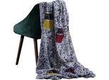 Plaid APELT "Enni", bunt (bunt, weiß), B:130cm L:170cm, Polyester, Wohndecken, Plaid, mit romantisch verschneiter Winterwald-Kulisse, Kuscheldecke