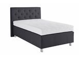Boxspringbett, grau (anthrazit), B:134cm L:210cm, Bezug Unterbox und Kopfteil: Strukturstoff (77% Polyester und 23% Viskose);Bezug Obermatratze 100% Polyester, WESTFALIA SCHLAFKOMFORT, Komplettbetten, Boxspringbett, in diversen Ausführungen