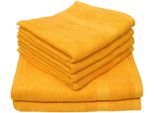 Handtuch Set DYCKHOFF "Planet", orange (mango), 6 Stk., Frottier, Frottier, Obermaterial: 100% Baumwolle, Handtuch-Sets, Handtuch Set, 4 Handtücher (50x100cm), 2 Duschtücher (70x140cm)
