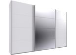 Kleiderschrank WIMEX "Mugano, Made in Germany, Lieferung bis in Deine Etage und Stellort", weiß (weiß, griffe alufarben), B:360cm H:236cm T:65cm, Holzwerkstoff, Schränke, Kleiderschrank, 3 Schwebetüren, große Größen, mit oder ohne Spiegel, Metallgriffe