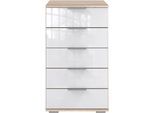 Schubkastenkommode WIMEX "Easy", braun (struktureichefarben hell, weißglas), B:49cm H:102cm T:41cm, Sideboards, Schubkastenkommode, mit Glas- oder Spiegelfront