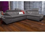 Ecksofa EXXPO - SOFA FASHION "Salerno, Funktionssofa, hoher Sitzkomfort, Breite 268cm, L-Form", grau (delfin), B:268cm H:77cm T:204cm, NaturLeder;Primabelle-Microfaser (100% Polyester);Luxus-Kunstleder, Sofas, Ecksofa, inkl. Kopf- und Armteilverstellung, wahlweise mit Bettfunktion