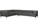 Chesterfield-Sofa HOME AFFAIRE "Amaury L-Form", grau, B:323cm H:75cm T:264cm, Struktur (100% Polyester);Samtoptik (100% Polyester), Sofas, Chesterfield-Sofa, großes Ecksofa, Chesterfield-Optik, Breite 323 cm, Fußfarbe wählbar
