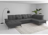 Wohnlandschaft SIT & MORE "Amica, U-Form, inkl. Sitztiefenverstellung und Armteilverstellung", grau, B:357cm H:90cm T:231cm, 90% Polyester, 10% Polyamid, Sofas, Wohnlandschaft, wahlweise mit Kopfteilverstellung, Bettfunktion und Bettkasten