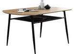 Esstisch SALESFEVER "Familienfreundlicher Tisch", schwarz (natur, schwarz, schwarz, natur, schwarz), B:180cm H:76cm T:90cm, Tische, Esstisch, Stilvolle Ablage aus Metall und Polyrattan