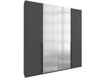 Kleiderschrank WIMEX "Mugano,in 5 Breiten,2 Höhen,2 Tiefen, viele Farben, Made in Germany", schwarz (grafit, griffe schwarz), B:180cm H:208cm T:40cm, Holzwerkstoff, Schränke, Kleiderschrank, mit langen Griffen aus Metall, mit oder ohne Spiegel