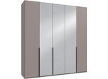 Kleiderschrank WIMEX "Mugano,in 5 Breiten,2 Höhen,2 Tiefen, viele Farben, Made in Germany", saharagrau, griffe schwarz, B:225cm H:236cm T:58cm, Holzwerkstoff, Schränke, Kleiderschrank, mit langen Griffen aus Metall, mit oder ohne Spiegel