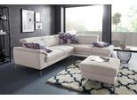 Ecksofa SIT & MORE "Percy L-Form", beige (creme), B:270cm H:80cm T:235cm, Sofas, Ecksofa, 15 cm Fußhöhe, Sitztiefenverstellung, wahlweise in 2 Fußfarben