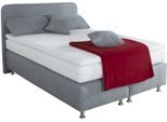 Boxspringbett, grau, B:210cm L:212cm, Bezug Kaltschaum-Topper: mit Klimafaser versteppt, 100% Polyester;Bezug untere Box und Kopfteil: wahlweise hochwertiger Microvelour (100% Polyester), feiner Strukturstoff (100% Polyester) oder Kunstleder;Bezug Obermatratze: 100% Polyester, Bezug abnehm- und waschbar bis 60C, WESTFALIA SCHLAFKOMFORT, Komplettbetten, Boxspringbett, inkl. Kaltschaum-Topper