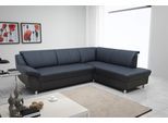 Ecksofa DOMO COLLECTION "Pilar, elegant & zeitlos, komfortabel, bequeme Armlehnen, Breite 254cm", schwarz, B:254cm H:80cm T:186cm, Kunstleder SOFTLUX;Struktur ( 100% Polyester), Sofas, Ecksofa, mit Ottomane, wahlweise mit Bettfunktion, L-Form