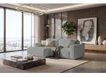 Schlafsofa HOME AFFAIRE "Noord Schlafecksofa, Breite 250 cm", grau (ligh grau), B:250cm H:82cm T:143cm, 92% Polyester, 8% Nylon, Sofas, Schlafsofa, Cord, Struktur, Webstoff, mit Wellenunterfederung, Massivholzrahmen