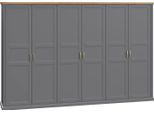Kleiderschrank OTTO HOME "Tara, wahlweise 4 Breiten, hoher Schrank 227cm, soft-close-Funktion", grau (graphit matt, pacific walnut), B:346cm H:227cm T:59cm, Holzwerkstoff, MDF, Schränke, Kleiderschrank, lackiert mit hochwertigen wasserbasiertem UV-Lack, FSC-zertifiziert