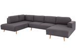 Wohnlandschaft HOME AFFAIRE "Lasse U-Form", grau (anthrazit), B:355cm H:84cm T:203cm, Filzoptik (100% Polyester);Luxus-Microfaser (100% Polyester);Struktur fein( 100% Polyester), Sofas, Wohnlandschaft, im scandinavischem Stil mit Holzfüßen