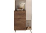 Highboard HOME AFFAIRE "Monaco Höhe 154 cm, Stauraumschrank mit 2 Türen (4 Fächer) und 2 offen", weiß (cashmere, mercure nb holzstruktur), B:81cm H:154cm T:42cm, Sideboards, Highboard, Hohe, schmale Kommode – sanftes Schließen, edles Design, viel Platz