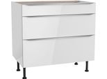 Unterschrank KOCHSTATION "KS-Aken", weiß (weiß hochglanz, weiß), B:90cm H:87cm T:58,4cm, Schränke, Unterschrank