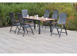 Garten-Essgruppe MERXX "»Tinos«", grau (grau, grau, graphit), Aluminium, Massivholz, Sitzmöbel-Sets, Garten-Essgruppe, Ausziehtisch: LxB: 150-200 x 90 cm