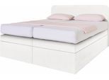 Boxspringbett, weiß, B:195cm L:212cm, Box und Kopfteil: Microvelours (100% Polyester) oder Kunstleder (Polyurethan);Bezug der Obermatratze: 100% Polyester, WESTFALIA SCHLAFKOMFORT, Komplettbetten, Boxspringbett, wahlweise mit Bettkasten