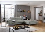 Ecksofa W.SCHILLIG "piedroo, Designsofa mit tollem Sitzkomfort, bequem und elegant, L-Form", grau (grau s37), B:303cm H:70cm T:193cm, Stoff S37 (100% Polyester): Luxus-Microfaser in Lederoptik, Sofas, Ecksofa, Kopfteilverstellung, wahlweise mit Sitztiefenverstellung, Breite 303cm