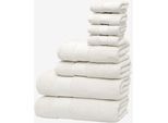 Handtuch Set WOLKENFELD "Premium Low-Twist Baumwolle 550 g/m² – 8-teilig mit Waschlappen", weiß, 8 tlg., Frottier, Frottier, Obermaterial: 100% Baumwolle, Handtuch-Sets, Handtuch Set, 2 Badetücher, 2 Handtücher groß & 4 Waschlappen