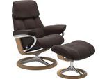 Relaxsessel STRESSLESS "Ruby", braun (chocolate paloma), B:78cm H:100cm T:76cm, Leder PALOMA: durchgefärbtes Semianilin-Möbelleder;Leder BATICK: durchgefärbtes und genarbtes Möbelleder, Sessel, Relaxsessel, mit Signature Base, Größe M, Gestell Eiche, Wenge, Braun & Schwarz