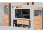 Wohnwand OTTO HOME, braun (braun und grau), B:375cm H:185cm T:35cm, Holzwerkstoff, Massivholz, Kastenmöbel-Sets, Wohnwand, schöne moderne Optik
