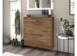 Schuhschrank BORCHARDT MÖBEL "Tom, Hängeschrank mit Glasablage und Metallgriffen", braun (eichefarben vintage), B:89cm H:96cm T:24cm, Holzwerkstoff, Schränke, Schuhschrank