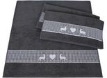 Handtuch Set DYCKHOFF "Oktoberfest", grau (graphit), 3 Stk., Walkfrottier, Walkfrottier, Obermaterial: 100% Baumwolle, Handtuch-Sets, Handtuch Set, Made in Germany (2 Handtücher, 1 Duschtuch)