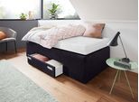 Boxspringbett, schwarz, B:90cm L:200cm, Bezug Bett: Feinstrukturstoff (77% Polyester, 23%Viskose) oder Microfaser (100% Polyester);Bonnellfederkernmatratze: 100%Polyester;Kaltschaummatratze: 100% Polyester, Bezug abnehm- und waschbar bis 60C, WESTFALIA SCHLAFKOMFORT, Komplettbetten, Boxspringbett, mit integrierter Schublade, frei im Raum stellbar